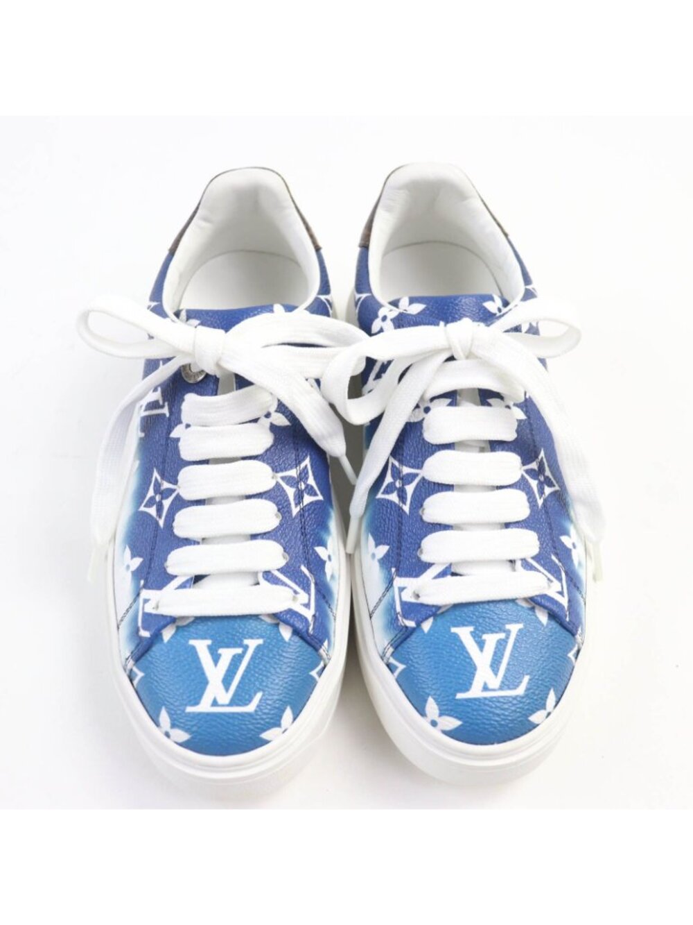 Louis Vuitton Time Out Line LV Escale Monogram Leather Sneakers Blue - Picture 4 of 14